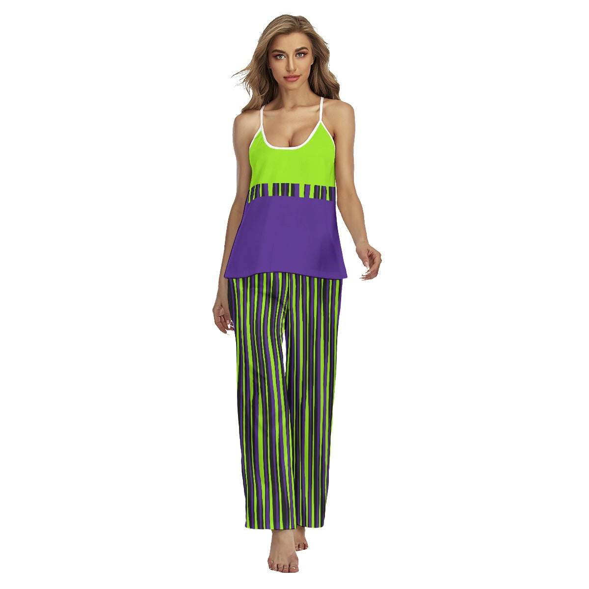 Dizzy Pickle Dinking Diva BG Stripes Women's Pickleball Sleeveless Cami Pajamas Set