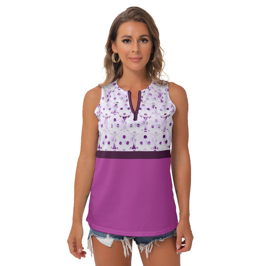 Dizzy Pickle Heidi MW Balls/Magenta Women's Pickleball Sleeveless V-Neck Top