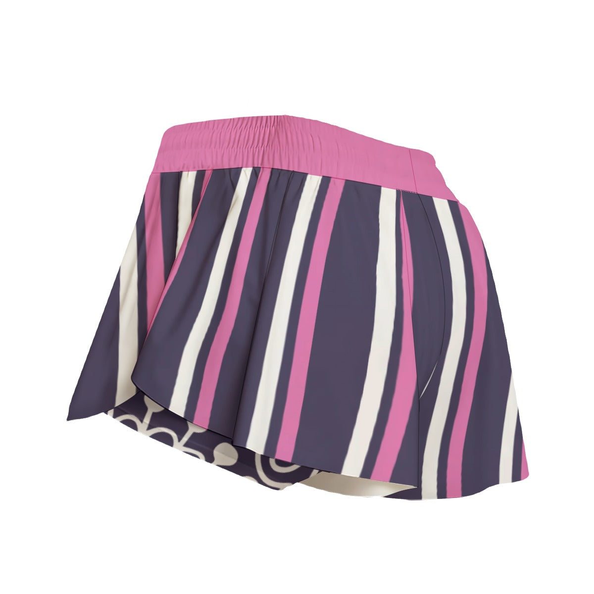 Dizzy Pickle Coming Up Daisies PP Stripes Pickleball Women's Sport Culottes Skorts with Inner Shorts and Pockets Plum Pink