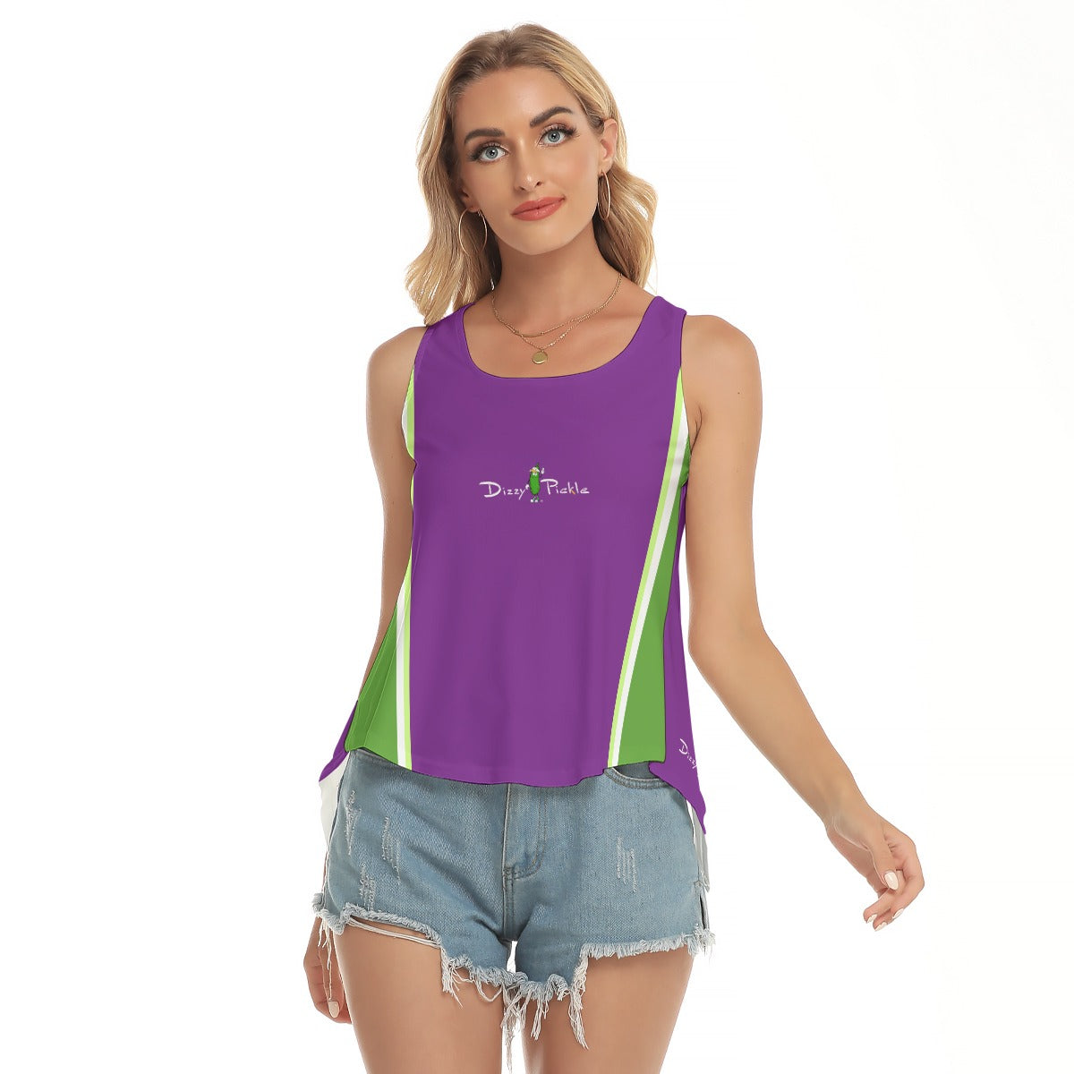 Dizzy Pickle April Purple Women's Pickleball Open-Backed Sleeveless Tank Top