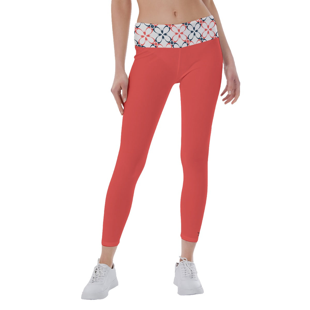 Van - Coral/White Petals - Women's Pickleball Leggings by Dizzy Pickle