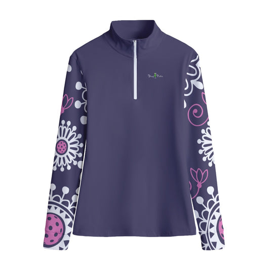 Dizzy Pickle Coming Up Daisies PP Women's Pickleball Stand-Up Quarter Zip Collar