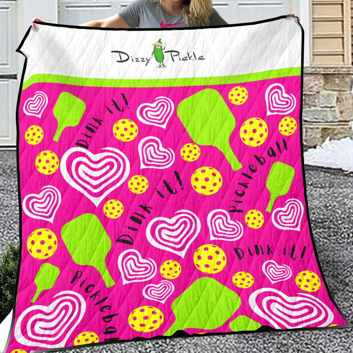 Dizzy Pickle Dinking Diva Hearts PG Large Lightweight Courtside Quilt