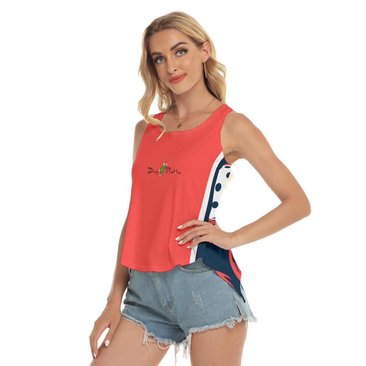 Van - Coral - Balls - Pickleball Open-Backed Tank Top by Dizzy Pickle