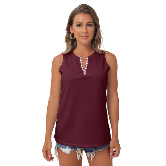 Heidi - RW - Wine - Women's Pickleball Sleeveless V-Neck Top by Dizzy Pickle