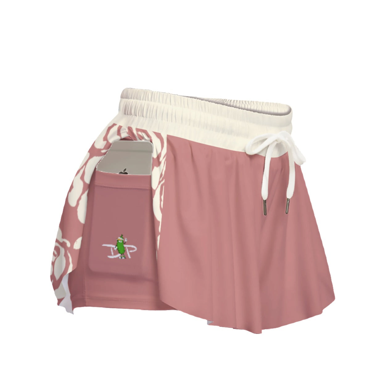 Vickie - Salmon - Bloom/Cream - Pickleball Women's Sport Culottes with Pockets by Dizzy Pickle