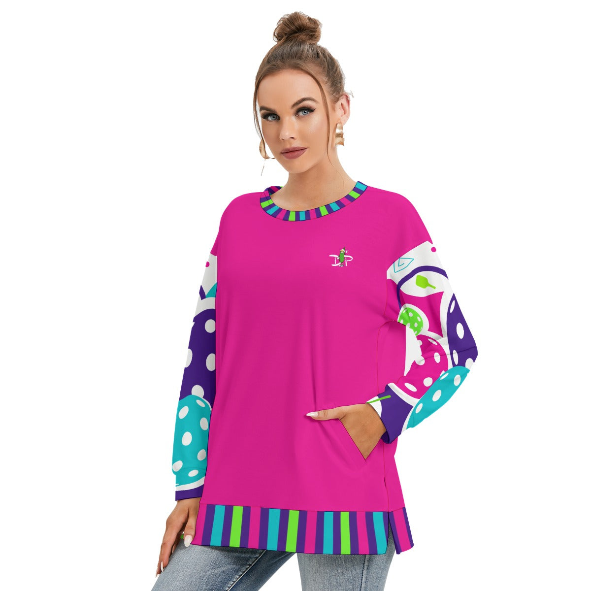 Dizzy Pickle Diana Women's Pickleball Side Split O-Neck Sweatshirt