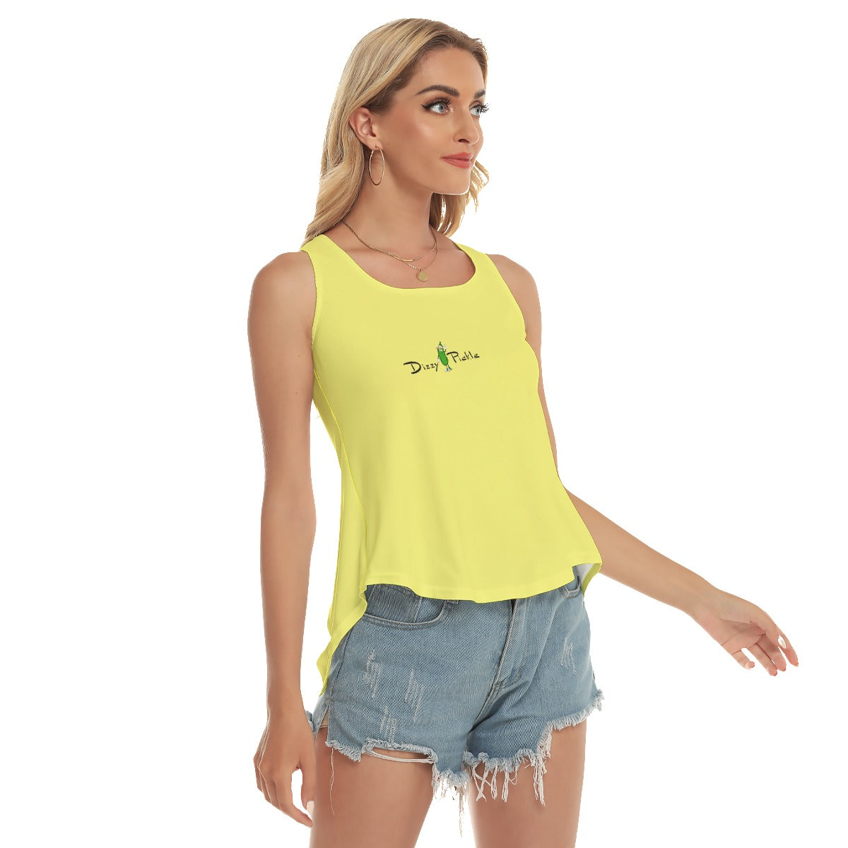 Dizzy Pickle Charlotte Solid Women's Pickleball Open-Backed Sleeveless Tank Top Yellow