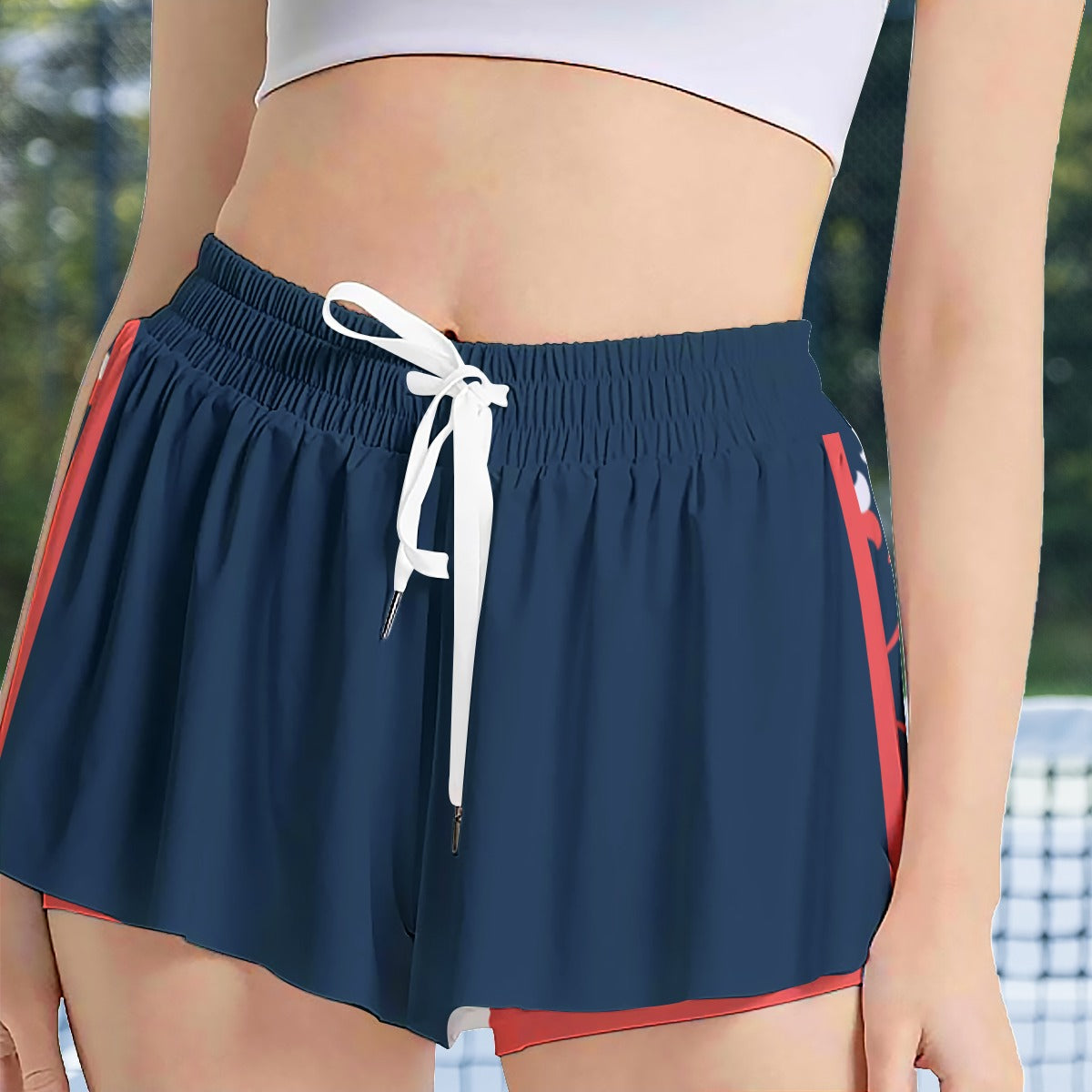 Van - Navy Blue/Blue Petals - Pickleball Women's Sport Culottes with Pockets by Dizzy Pickle