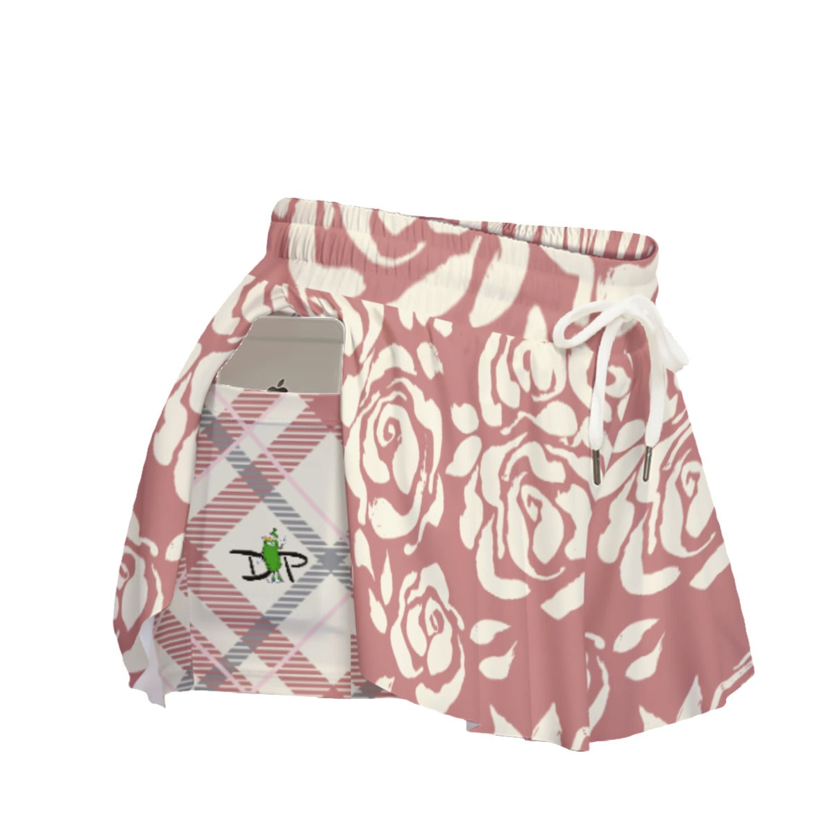 Vickie - Salmon/Blooms - Pickleball Women's Sport Culottes with Pockets by Dizzy Pickle