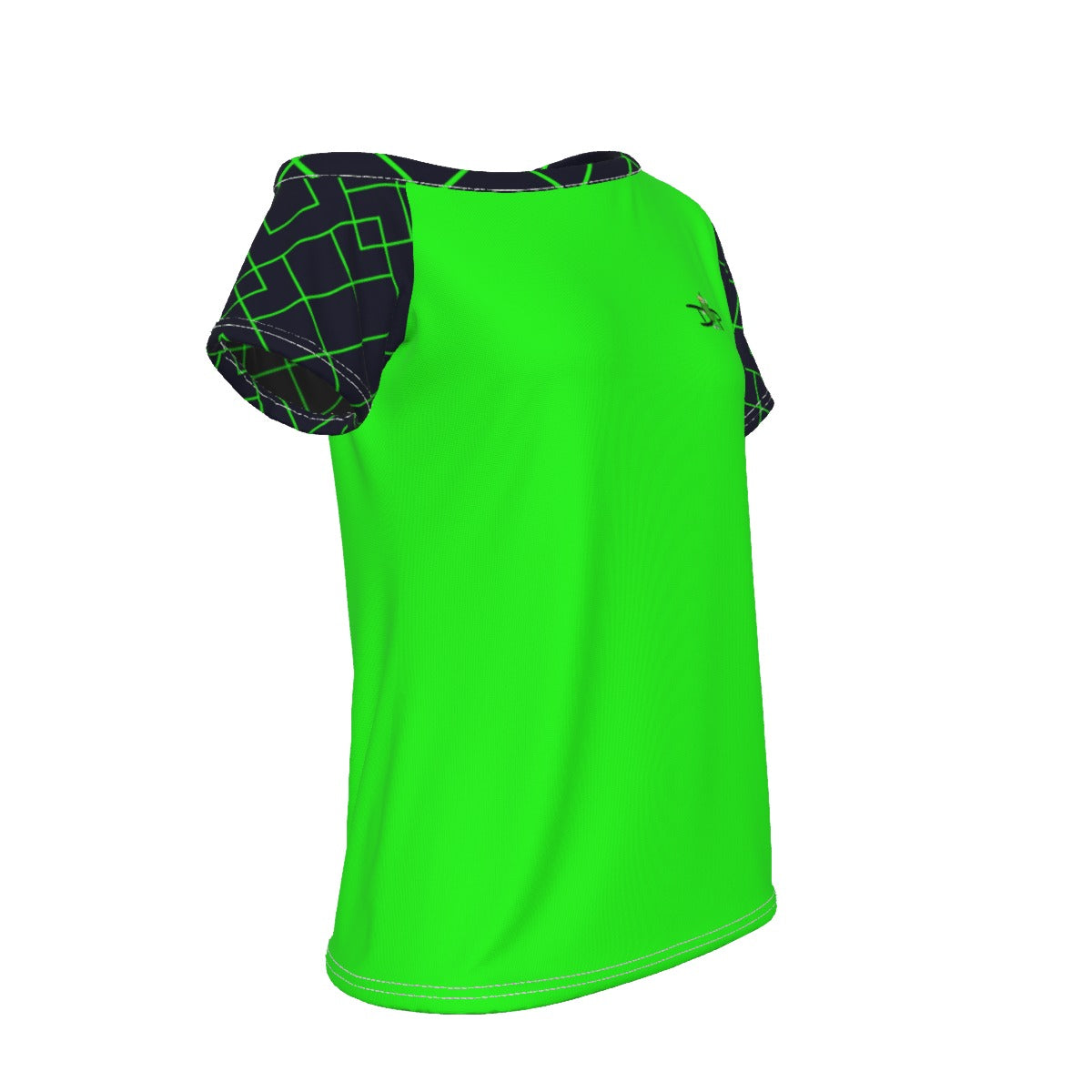 Lisa - Green/Navy Blue - Women's Pickleball Off-The-Shoulder Sport T-Shirt by Dizzy Pickle