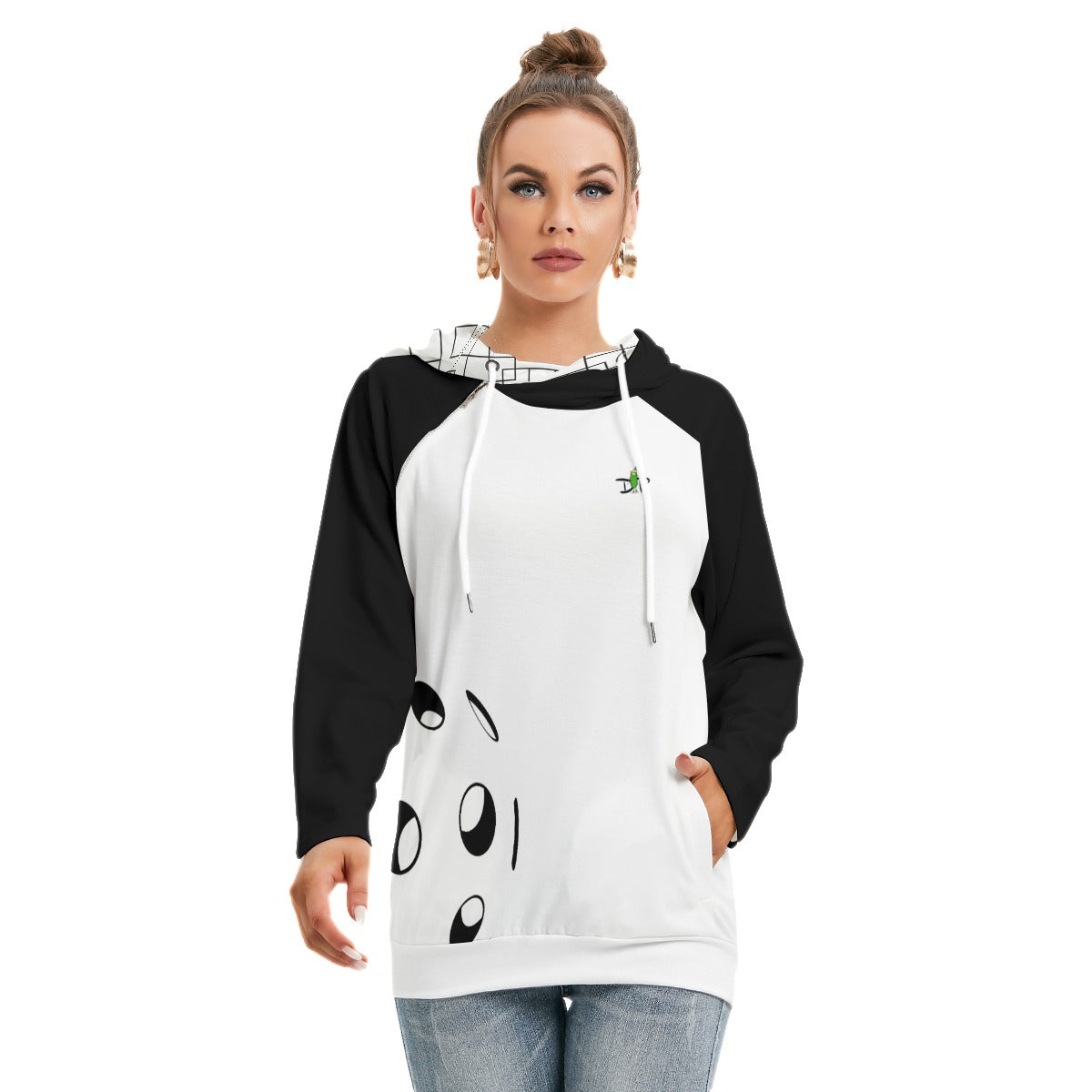 Lisa - White/Black - Ball - Double Hat Hoodie by Dizzy Pickle