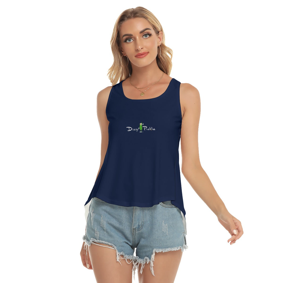 DZY P Classic - Navy Blue - Pickleball Open-Backed Tank Top by Dizzy Pickle