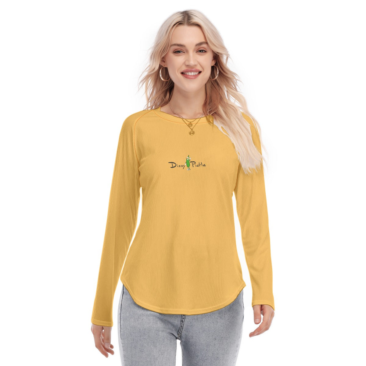 Dizzy Pickle DZY P Classic Gold Women's Long Sleeve U-Shape Hem T-Shirt