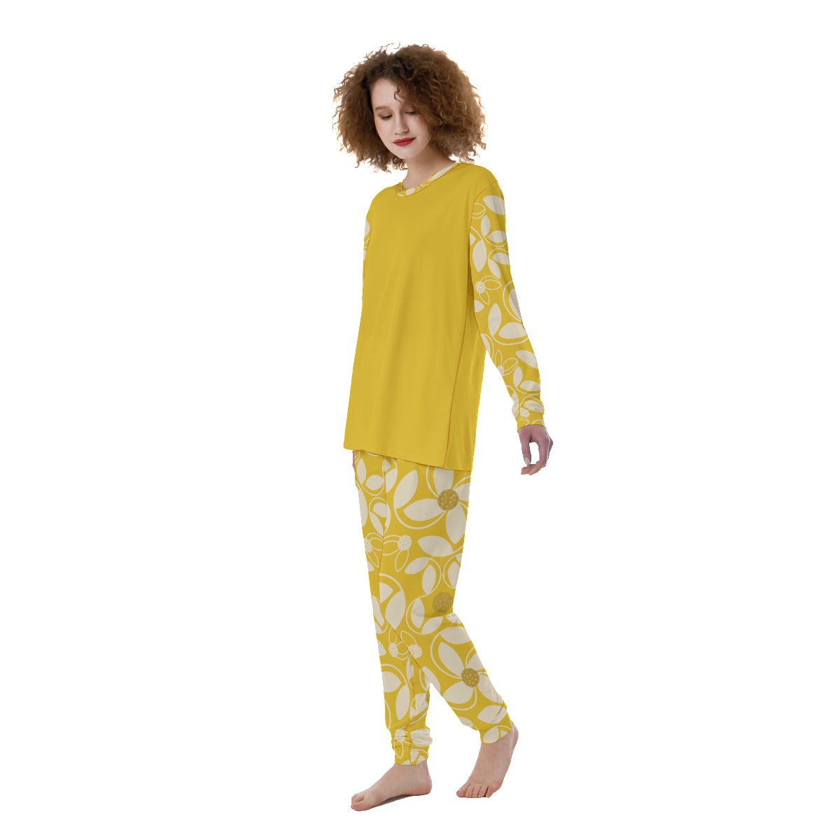 Dizzy Pickle Beth Women's Pickleball Long Sleeves and Long Pants Pajamas Set Gold