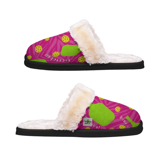 Dinking Diva - Pink - Women's Pickleball Plush Slippers by Dizzy Pickle
