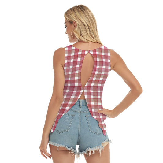 Heidi - RW - Red/Gingham - Pickleball Open-Backed Tank Top by Dizzy Pickle