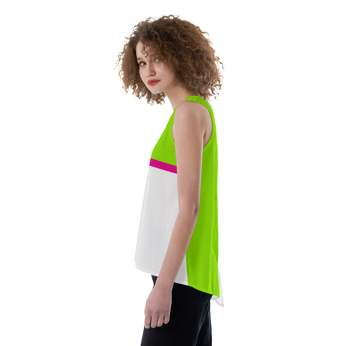 Dizzy Pickle It's Swell - Women's Pickleball Back Split Tank Top (Lime Green/Hot Pink)