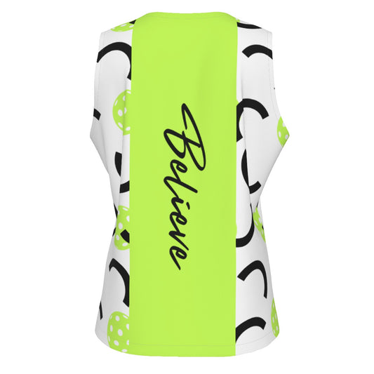 Dizzy Pickle Believe White Women's Pickleball Sports Sleeveless Tank Top