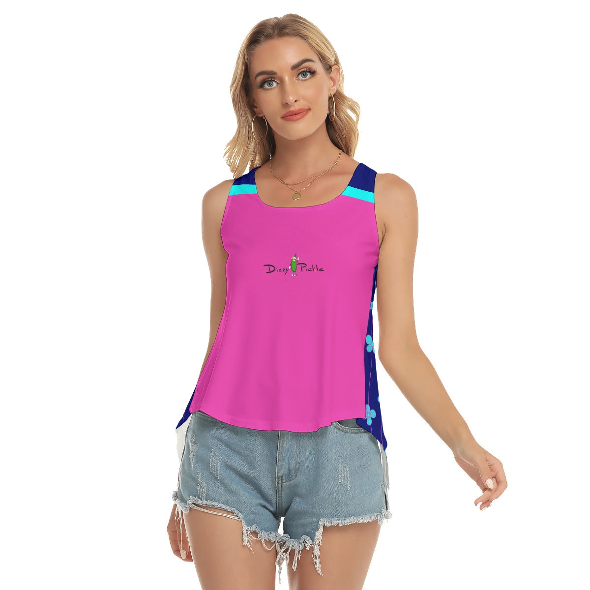 Dizzy Pickle Lesia BBP Solid Blossom Women's Pickleball Open-Backed Sleeveless Tank Top