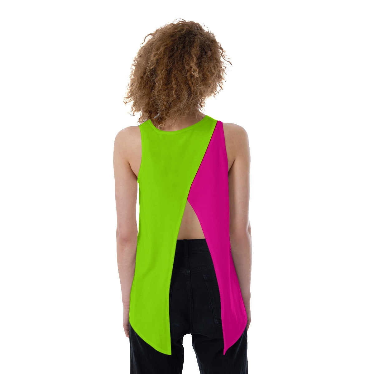 Dizzy Pickle It's Swell - Women's Pickleball Back Split Tank Top (Lime Green/Hot Pink)