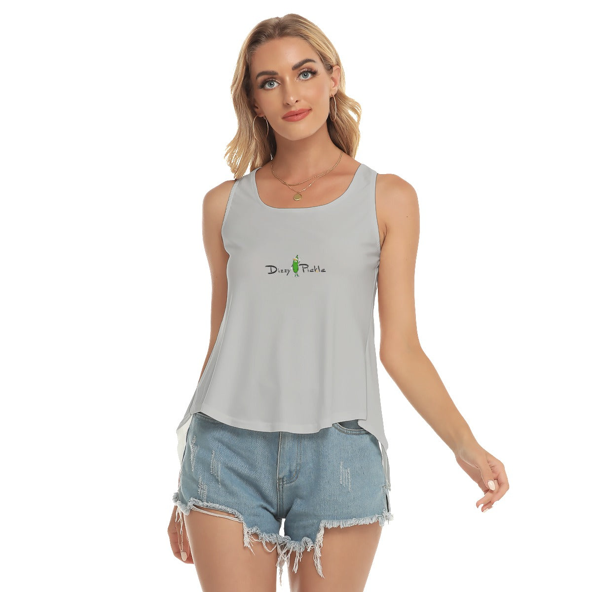 DZY P Classic - Silver - Pickleball Open-Backed Tank Top by Dizzy Pickle