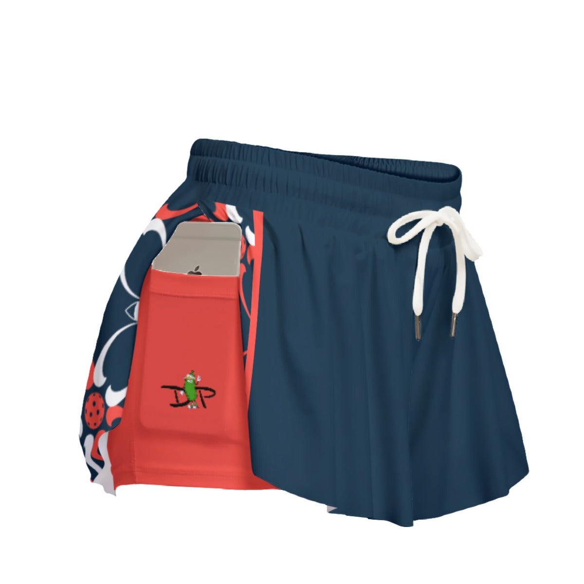 Van - Navy Blue/Blue Petals - Pickleball Women's Sport Culottes with Pockets by Dizzy Pickle