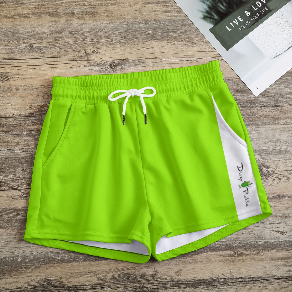 X-LARGE Dizzy Pickle DZY P Classic Lime Green Women's Pickleball Casual Shorts with Pockets 2.5" inseam