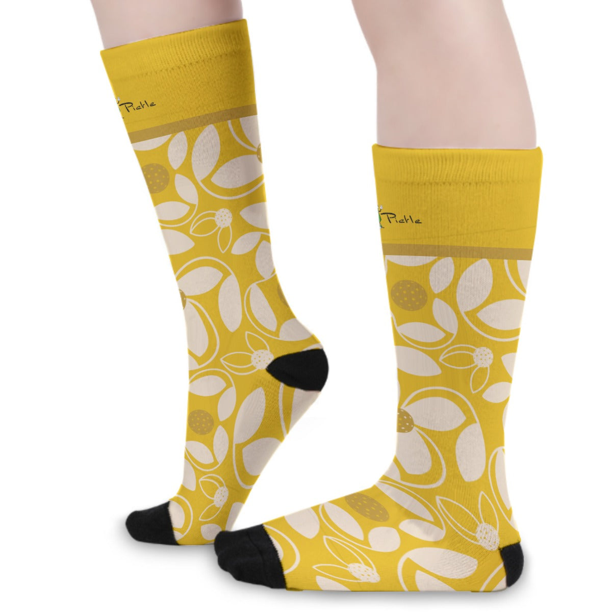 Dizzy Pickle Beth Main Women's Pickleball Polyester-Cotton Long Socks Gold