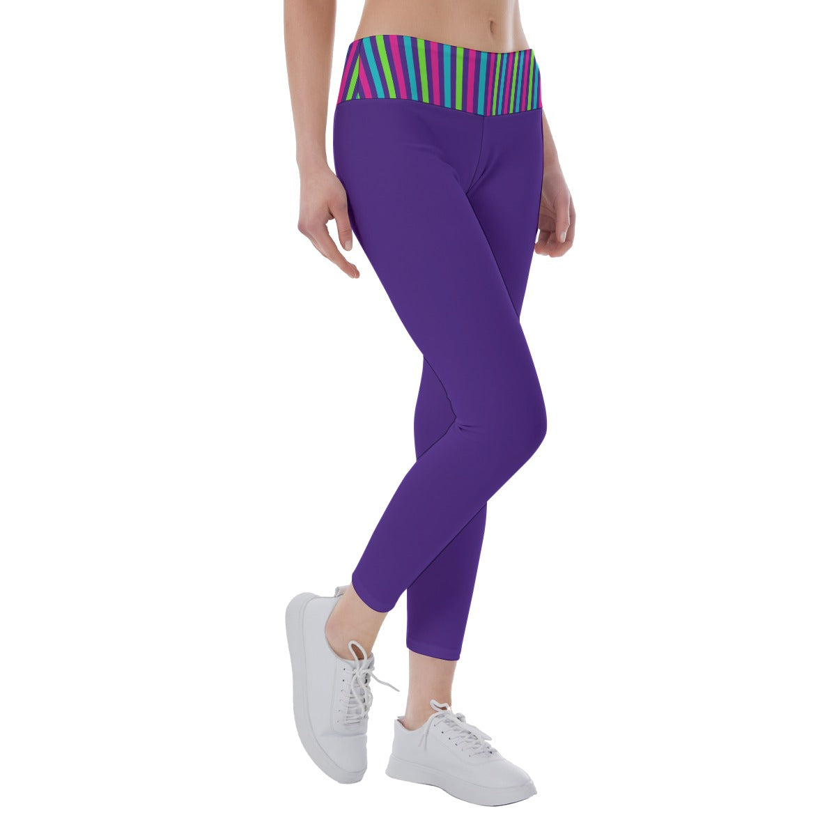 Dizzy Pickle Diana Deep Purple Stripes Women's Pickleball Leggings Mid-Fit