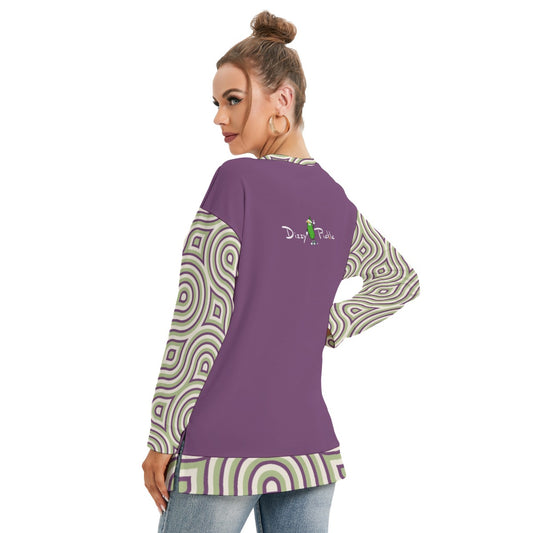 Dizzy Pickle Heather Wiggles Women's Pickleball Side Split O-Neck Sweatshirt