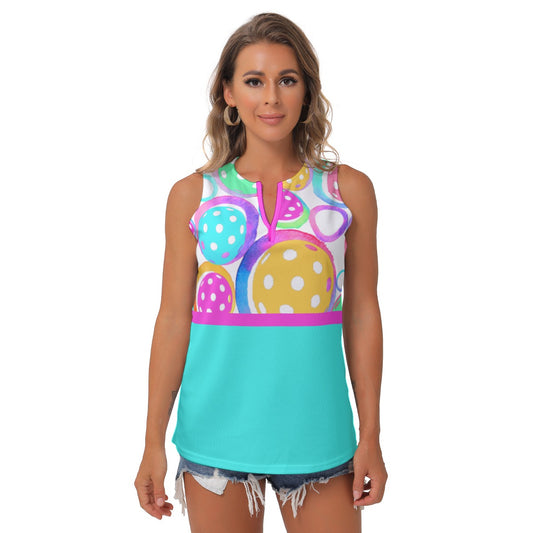 Dizzy Pickle Emily Main Teal Women's Pickleball Sleeveless V-Neck Top