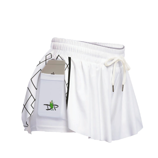 Lisa - White/Black Solid - Pickleball Women's Sport Culottes with Pockets by Dizzy Pickle