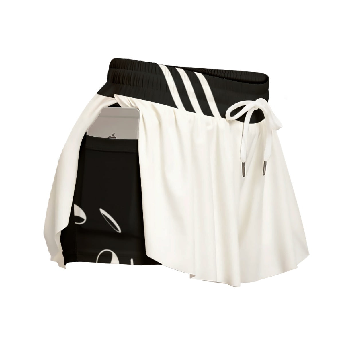 Lisa - White/Black Ball - Pickleball Women's Sport Culottes With Pockets by Dizzy Pickle