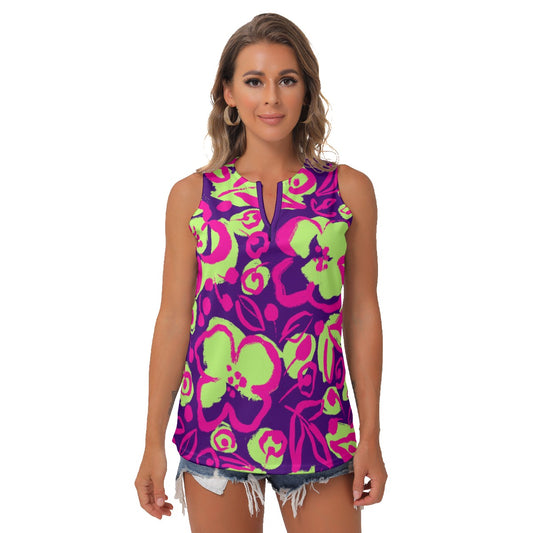 Dizzy Pickle Lesia PPG Blooms Women's Pickleball Sleeveless V-Neck Shirt