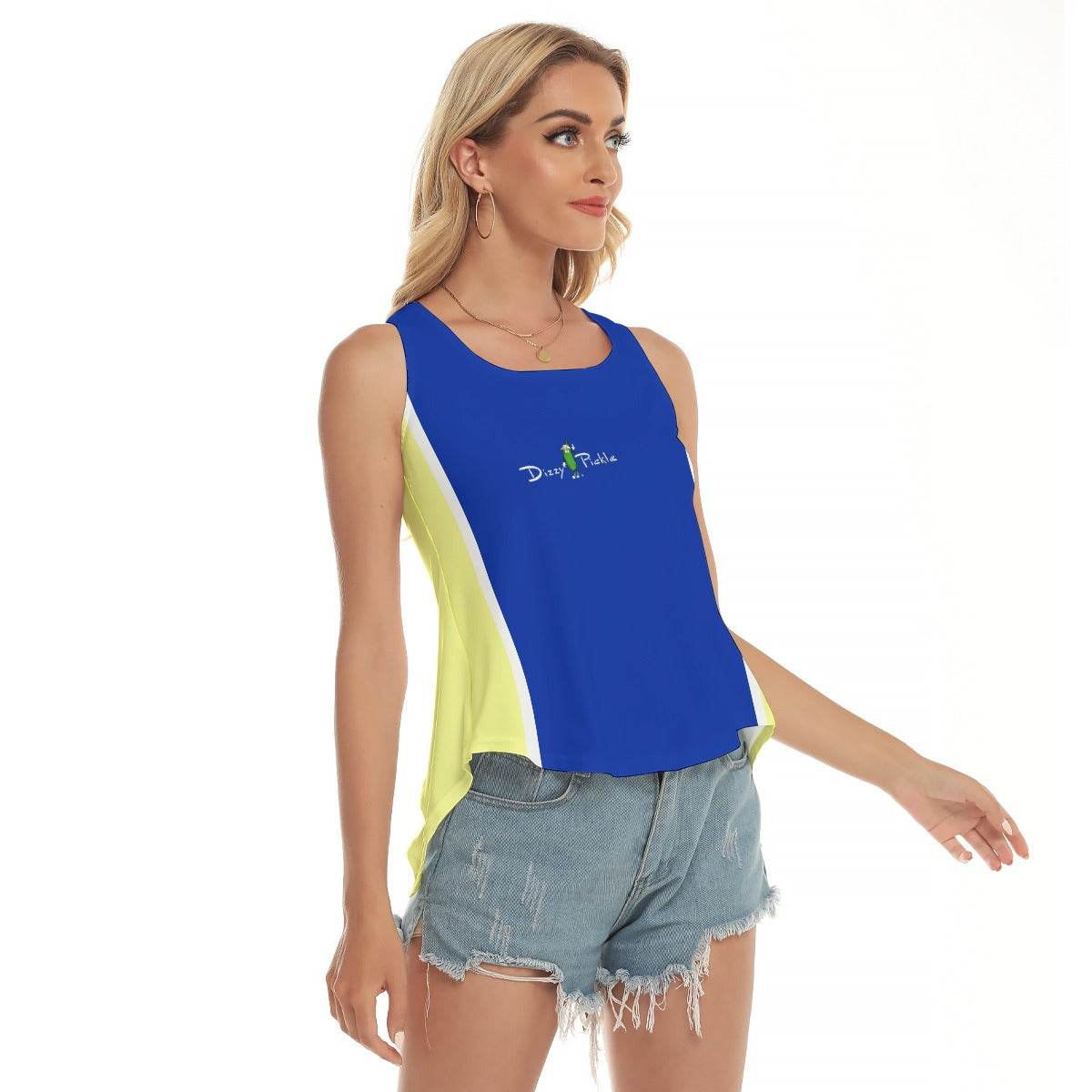 Dizzy Pickle Coming Up Daisies BY Solid B Women's Pickleball Open-Backed Sleeveless Tank Top