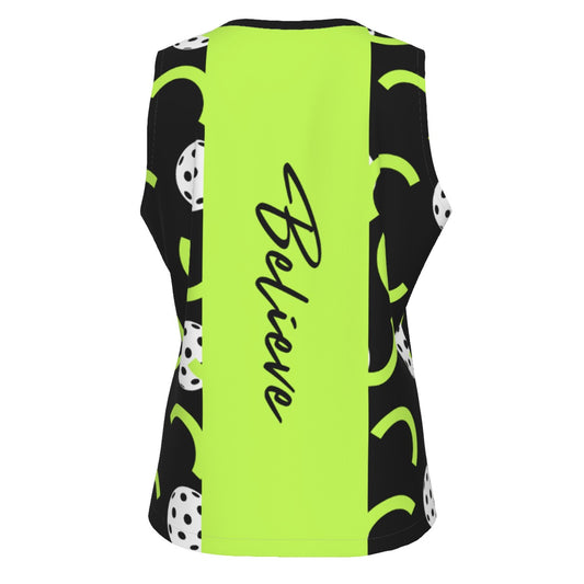 Dizzy Pickle Believe Black Women's Pickleball Sports Sleeveless Tank Top