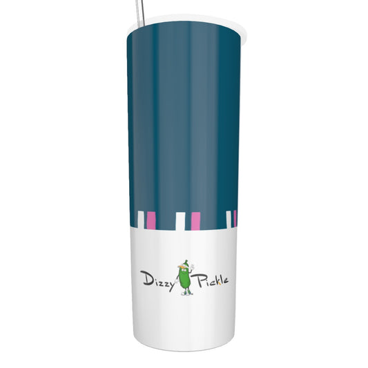 Dizzy Pickle Love at First Serve Teal/Pink Glitter Tumbler with Stainless Steel Straw 20oz