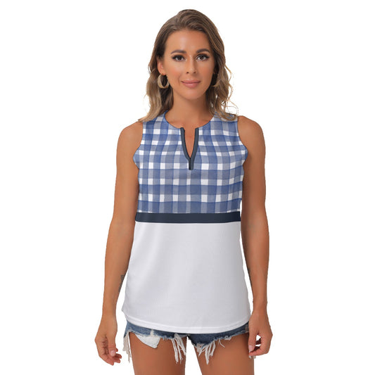 Dizzy Pickle Heidi BW Gingham/White Women's Pickleball Sleeveless V-Neck Top