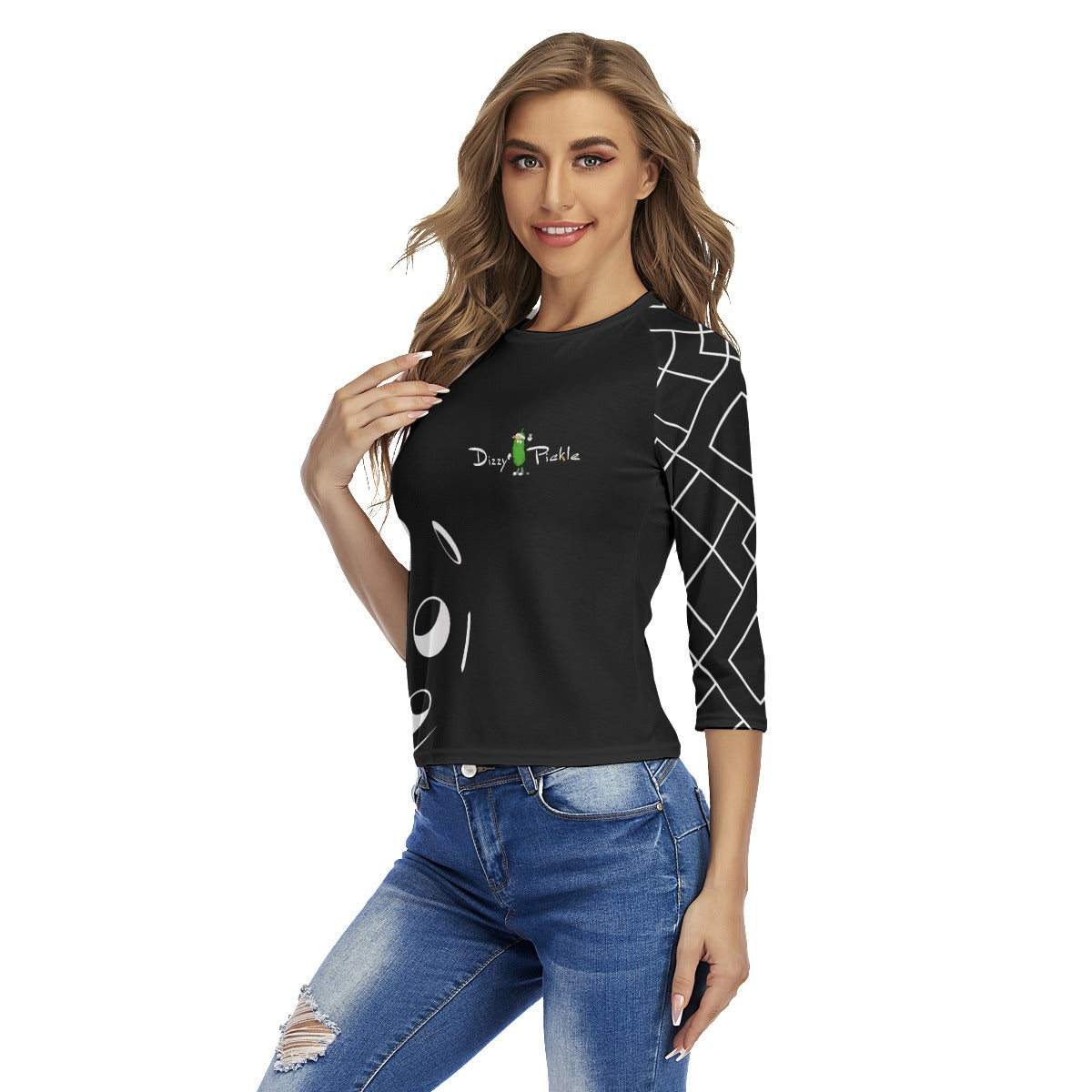 Dizzy Pickle Lisa BW Women's Pickleball Raglan Sleeves T-Shirt