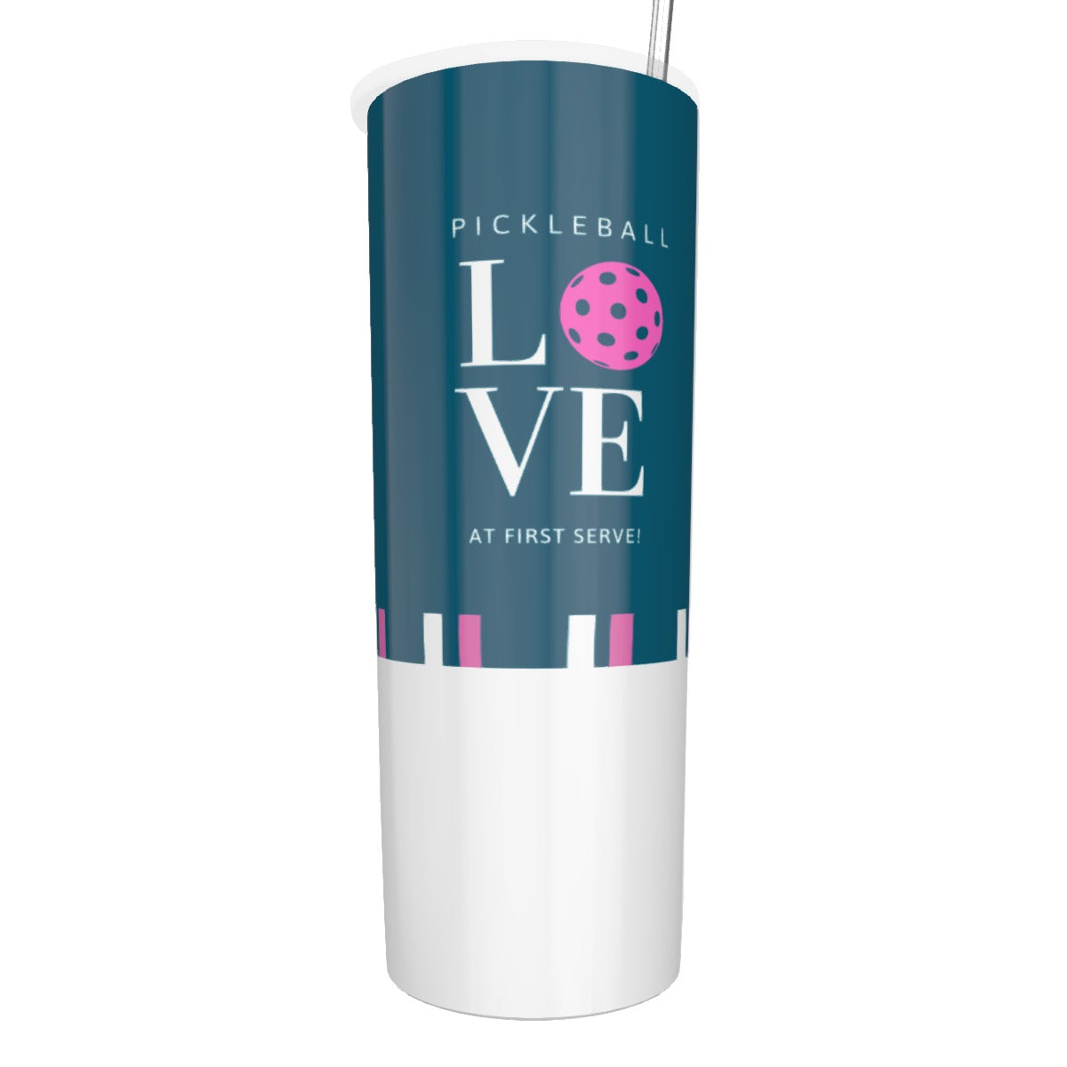 Dizzy Pickle Love at First Serve Teal/Pink Glitter Tumbler with Stainless Steel Straw 20oz