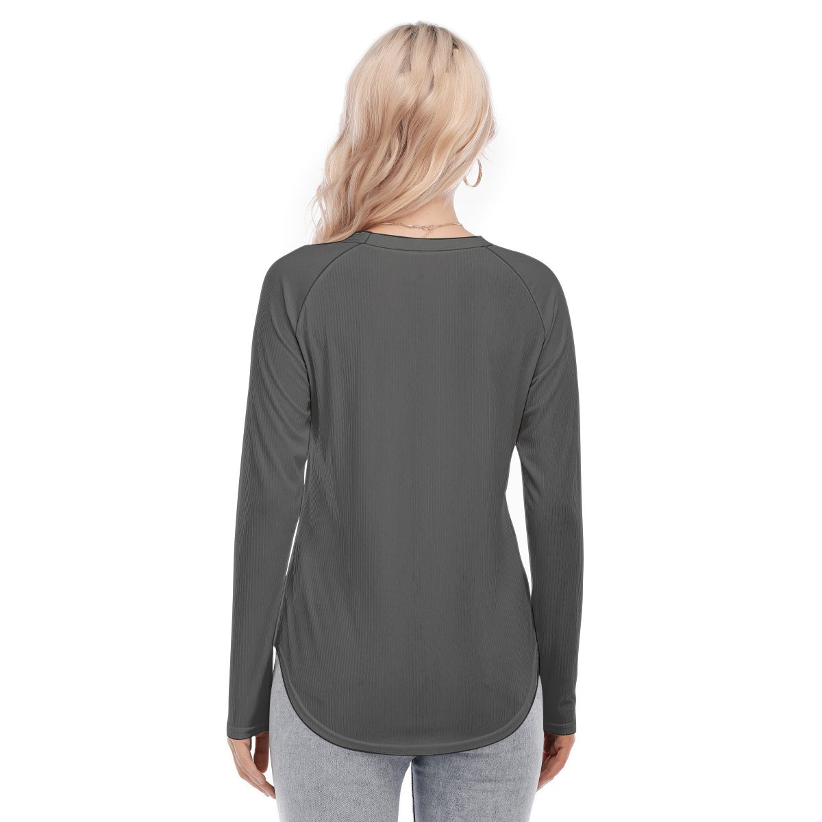 Dizzy Pickle DZY P Classic Gray Women's Long Sleeve U-Shape Hem T-Shirt