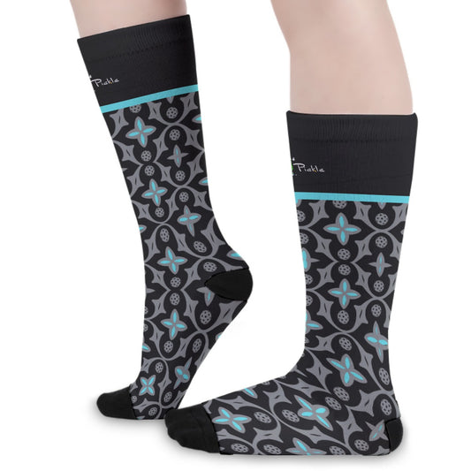 Shelby - Black - Pickleball Long Socks by Dizzy Pickle