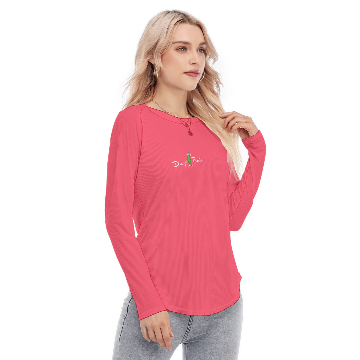 Dizzy Pickle DZY P Classic Dark Rose Women's Long Sleeve U-Shape Hem T-Shirt