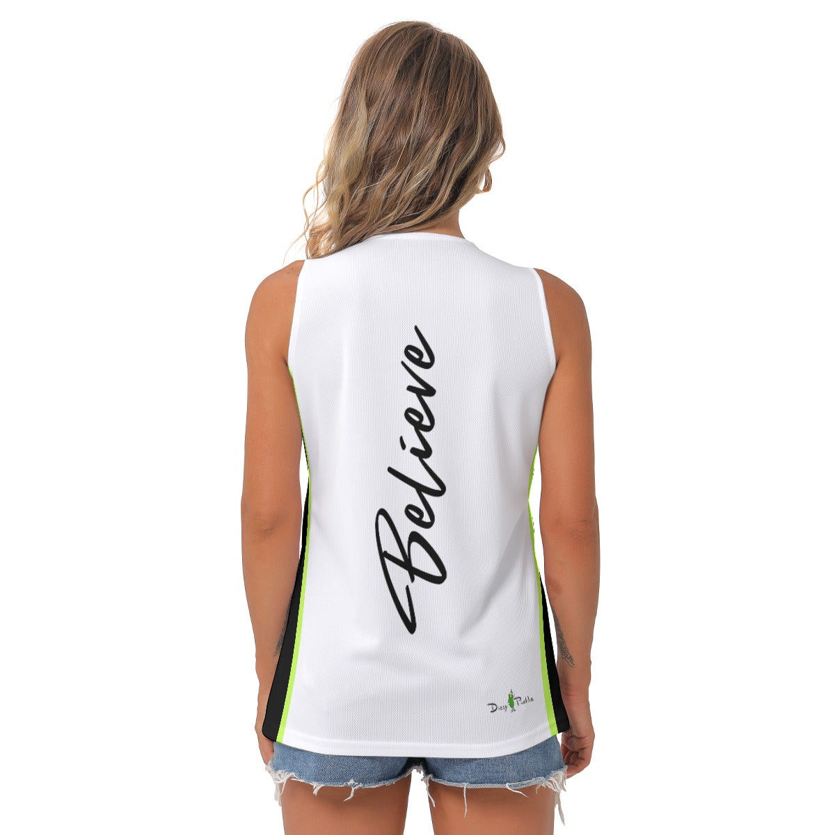 Dizzy Pickle Believe White Main Women's Pickleball Sleeveless V-Neck Top