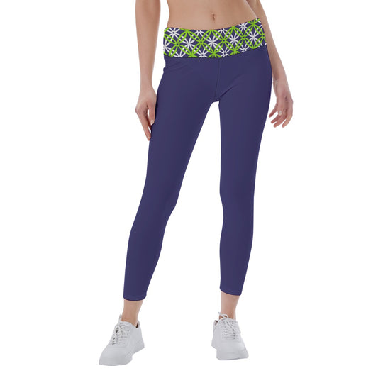 Dizzy Pickle Beautiful Women's Pickleball Mid-Fit Leggings Eggplant Green