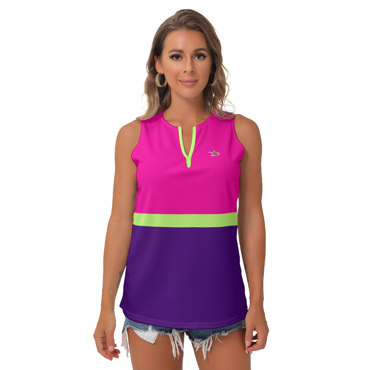 Dizzy Pickle Lesia Striped PPG Women's Pickleball Sleeveless V-Neck Shirt