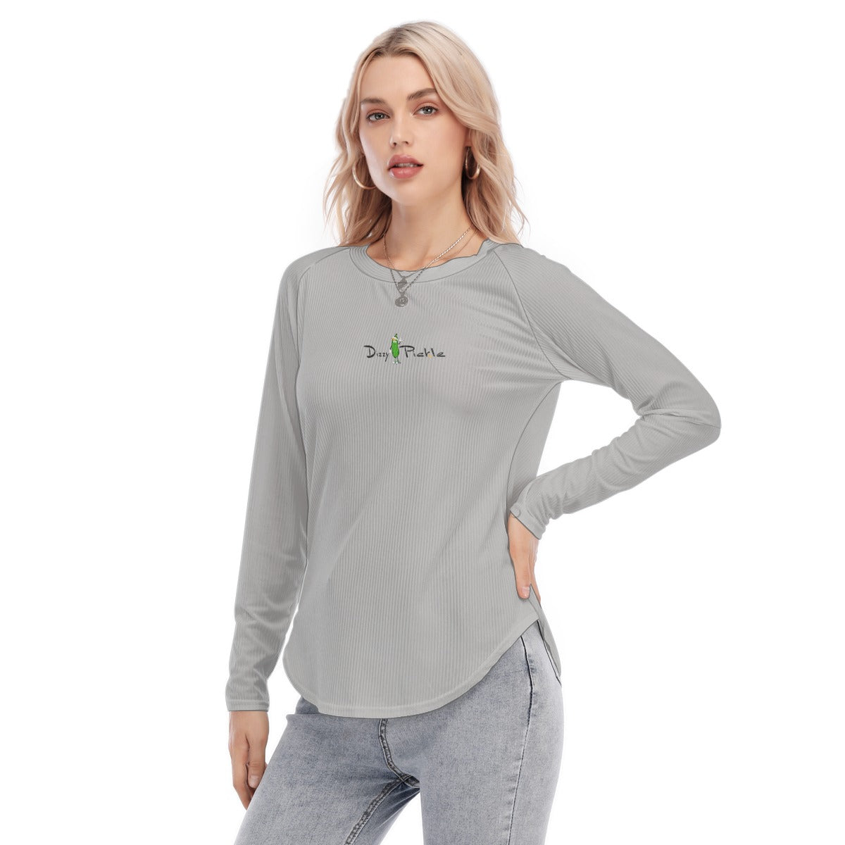 Dizzy Pickle DZY P Classic Silver Women's Long Sleeve U-Shape Hem T-Shirt