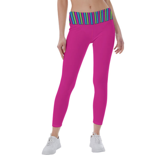 Dizzy Pickle Diana Pink Stripes Women's Pickleball Leggings Mid-Fit