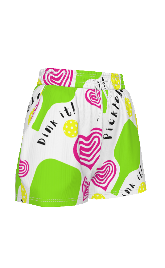 Dinking Diva Pickleball Casual Shorts White by Dizzy Pickle